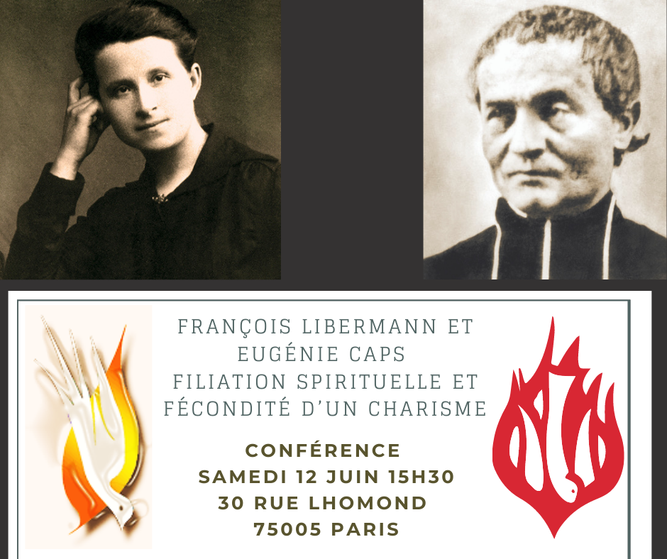 Ce samedi 12 juin à 15h30, Agnès SIMON-PERRET, spiritaine et Richard FAGAH, spiritain vont donner une conférence à deux voix dans la salle Poullart des Places de la maison mère des spiritains à Paris. Cette conférence se tient dans le cadre du centenaire de fondation des soeurs spiritaines. Il s'intéresse à la portée de la rencontre d’Eugénie Caps avec François Libermann.