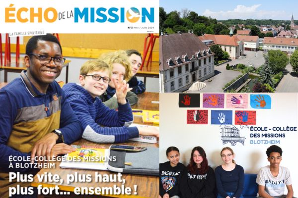 Le Collège des Missions de Blotzheim, en Alsace est le dernier collège spiritain en France. Depuis plus de 100 ans, les spiritains accompagnent discrètement le quotidien des collégiens et de leurs professeurs. Il nous a paru intéressant d'y partir en reportage pour rendre grâce : le Collège a été lieu de formation de plus de 200 spiritains, pour découvrir ce qui fait sa singularité aujourd'hui et déceler des lumières pour son avenir.