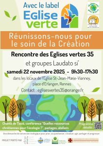 Affiche officielle de la Rencontre des Églises vertes et des équipes Laudato si’ d’Ille-et-Vilaine, 22 novembre 2025.