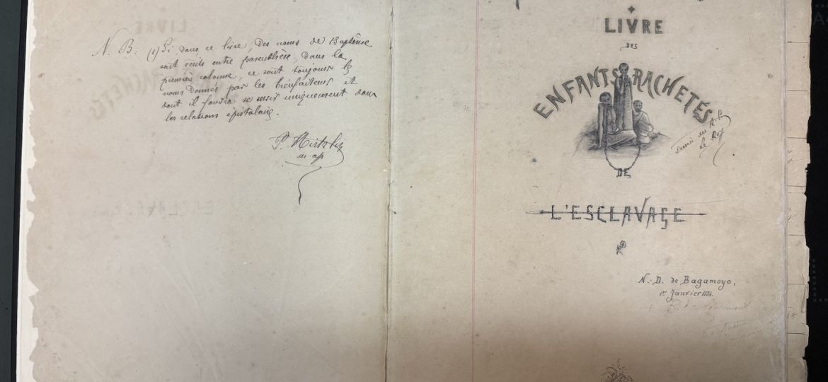 Livre des enfants rachetés de l’esclavage conservé aux archives spiritaines